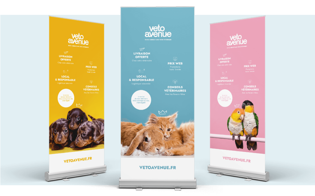 Kakémono avec la nouvelle identité visuelle Vetoavenue